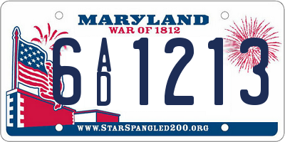 MD license plate 6AD1213