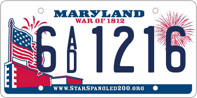 MD license plate 6AD1216