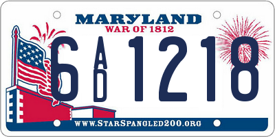 MD license plate 6AD1218