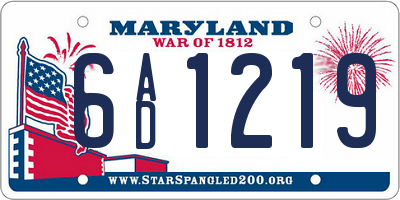 MD license plate 6AD1219