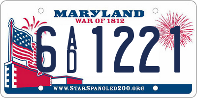 MD license plate 6AD1221