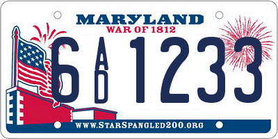 MD license plate 6AD1233