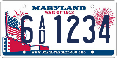 MD license plate 6AD1234
