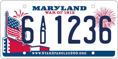 MD license plate 6AD1236
