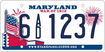 MD license plate 6AD1237