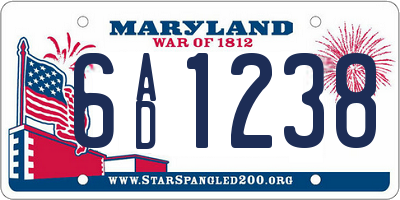 MD license plate 6AD1238