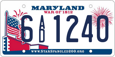 MD license plate 6AD1240