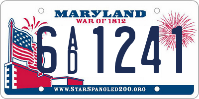 MD license plate 6AD1241