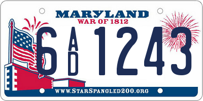 MD license plate 6AD1243