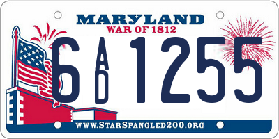 MD license plate 6AD1255