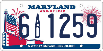 MD license plate 6AD1259