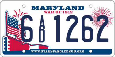 MD license plate 6AD1262