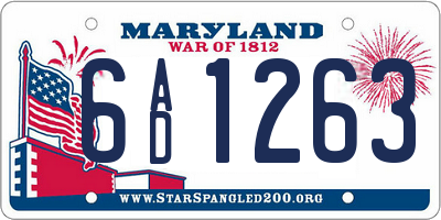 MD license plate 6AD1263