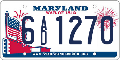 MD license plate 6AD1270