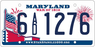 MD license plate 6AD1276