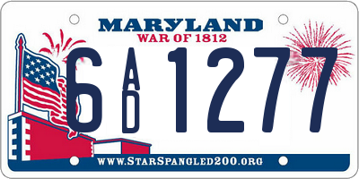 MD license plate 6AD1277