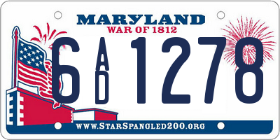 MD license plate 6AD1278
