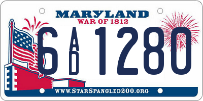 MD license plate 6AD1280