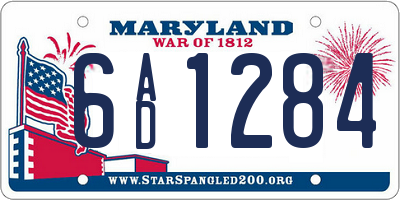 MD license plate 6AD1284