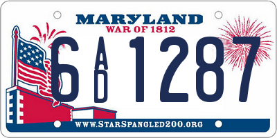 MD license plate 6AD1287