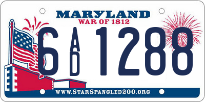 MD license plate 6AD1288
