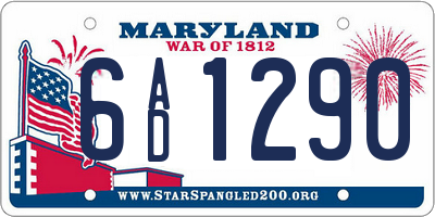 MD license plate 6AD1290