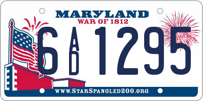 MD license plate 6AD1295