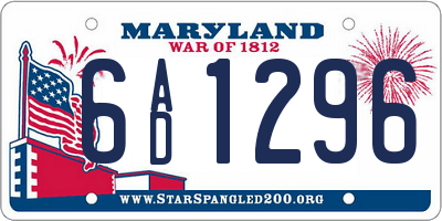MD license plate 6AD1296