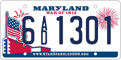 MD license plate 6AD1301