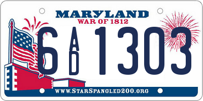 MD license plate 6AD1303