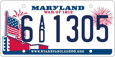 MD license plate 6AD1305