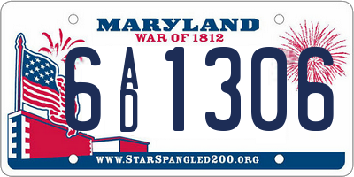 MD license plate 6AD1306