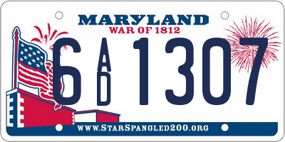 MD license plate 6AD1307