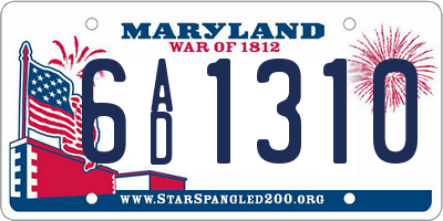 MD license plate 6AD1310