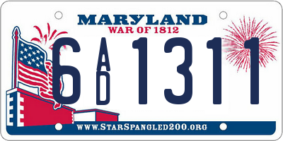 MD license plate 6AD1311