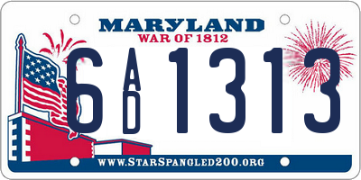 MD license plate 6AD1313