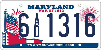 MD license plate 6AD1316