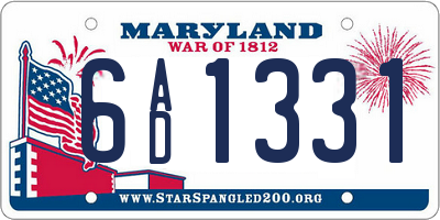 MD license plate 6AD1331
