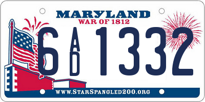 MD license plate 6AD1332