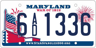 MD license plate 6AD1336