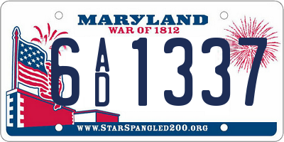 MD license plate 6AD1337