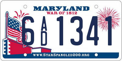 MD license plate 6AD1341