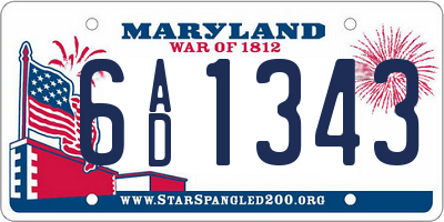 MD license plate 6AD1343