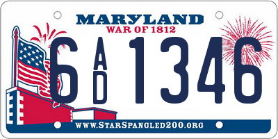 MD license plate 6AD1346