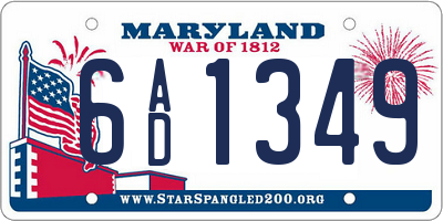 MD license plate 6AD1349