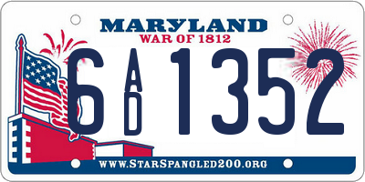 MD license plate 6AD1352