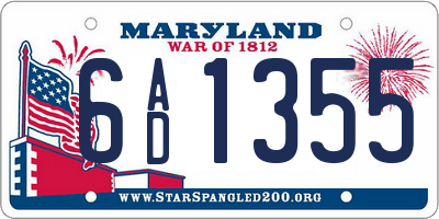 MD license plate 6AD1355
