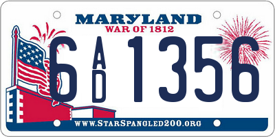 MD license plate 6AD1356