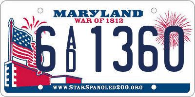 MD license plate 6AD1360