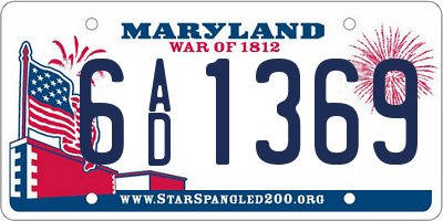 MD license plate 6AD1369